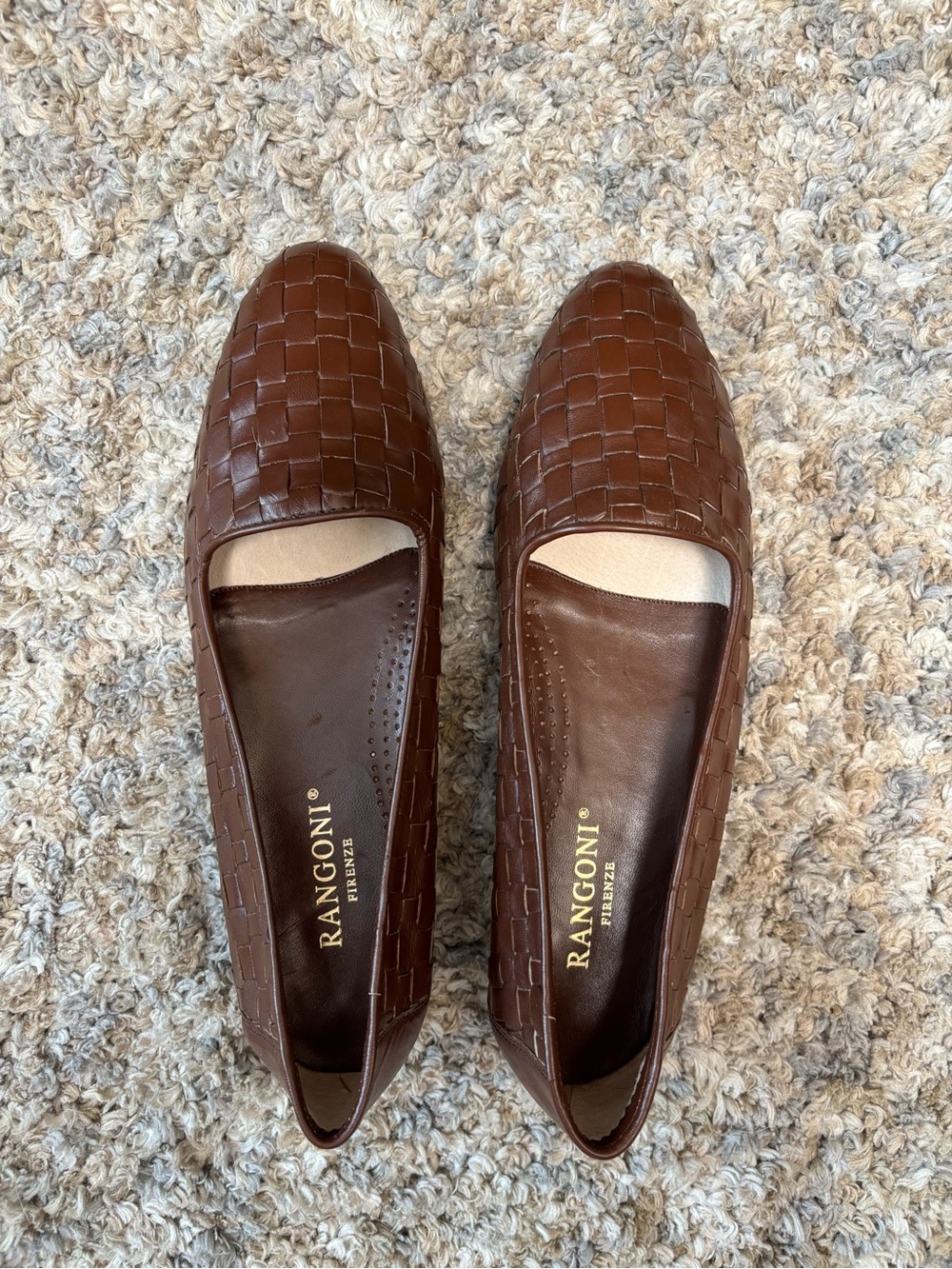 Rangoni Brown Woven Leather Slip-On Flats